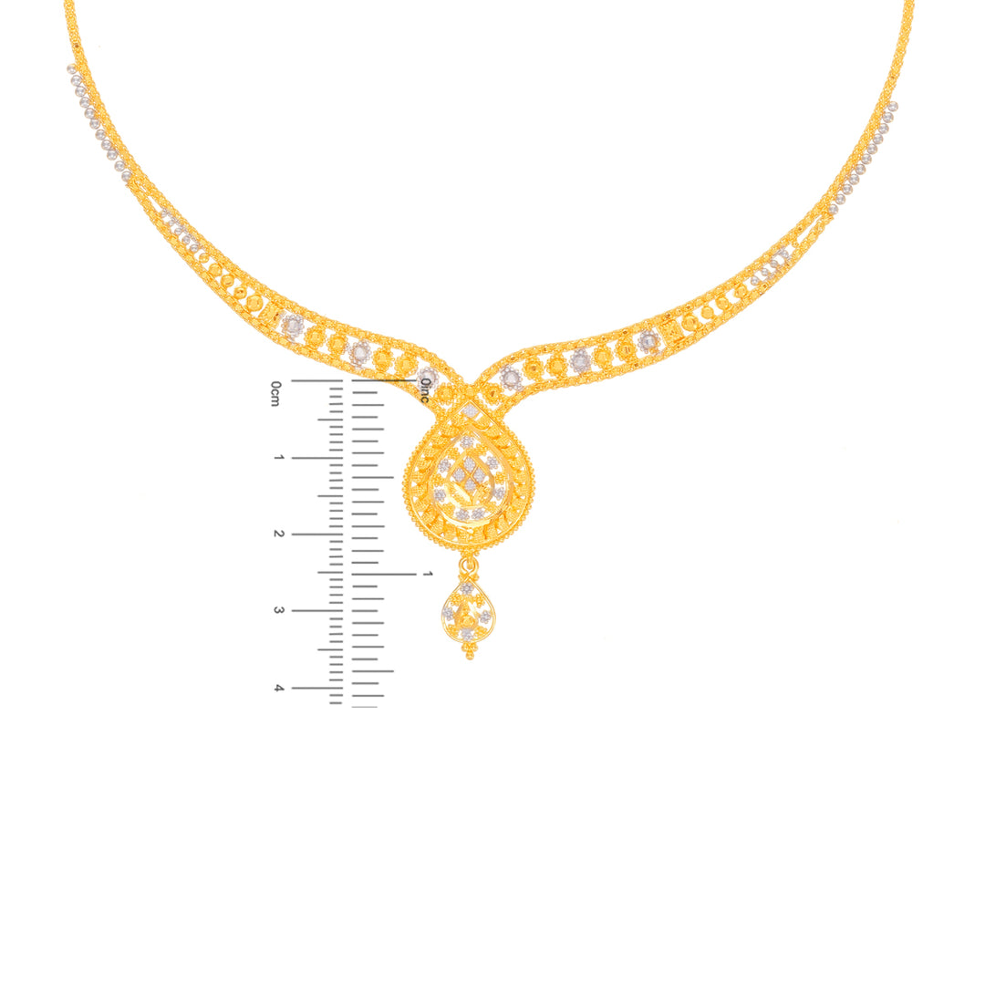 Enchanting Two tone Necklace Set in 22K Gold