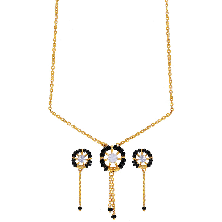 Intricate Necklace Set With CZ in 22K Gold