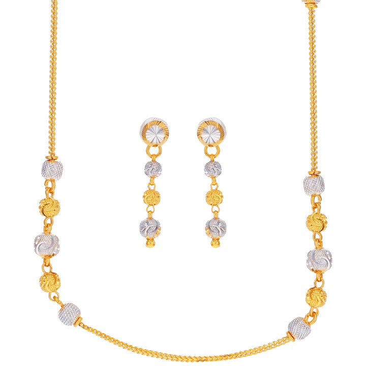 Intricate Ball Two tone Necklace Set in 22K Gold