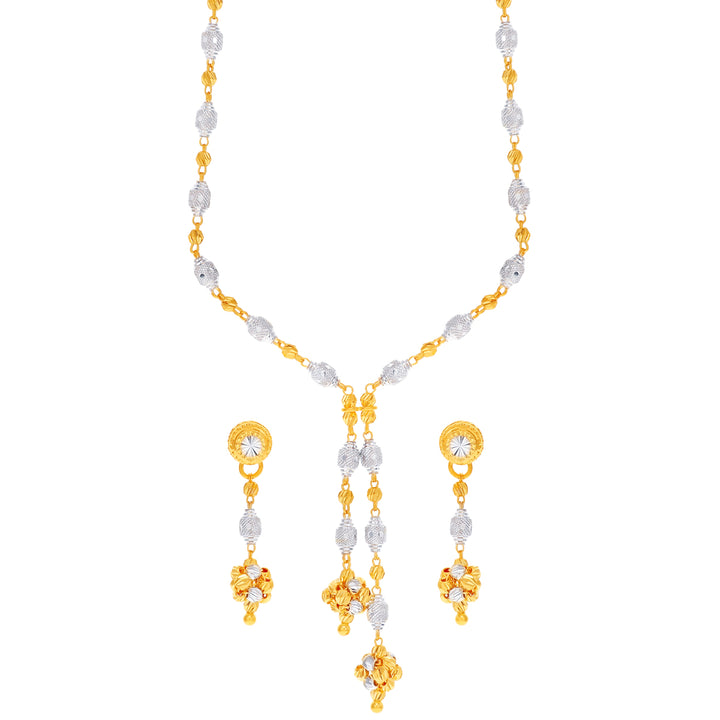 Intricate Ball Two tone Necklace Set in 22K Gold