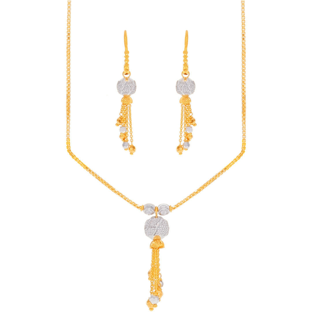 Brilliant Two tone Necklace Set in 22K Gold