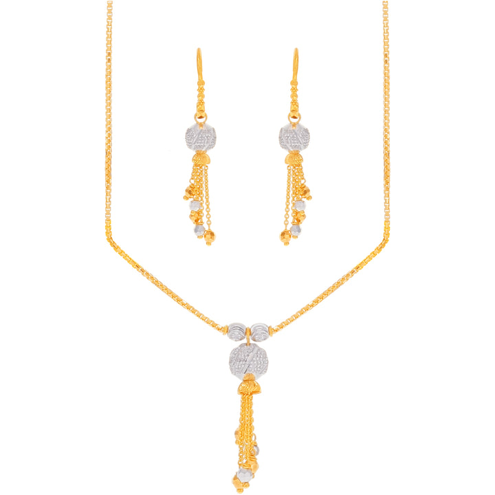 Brilliant Two tone Necklace Set in 22K Gold