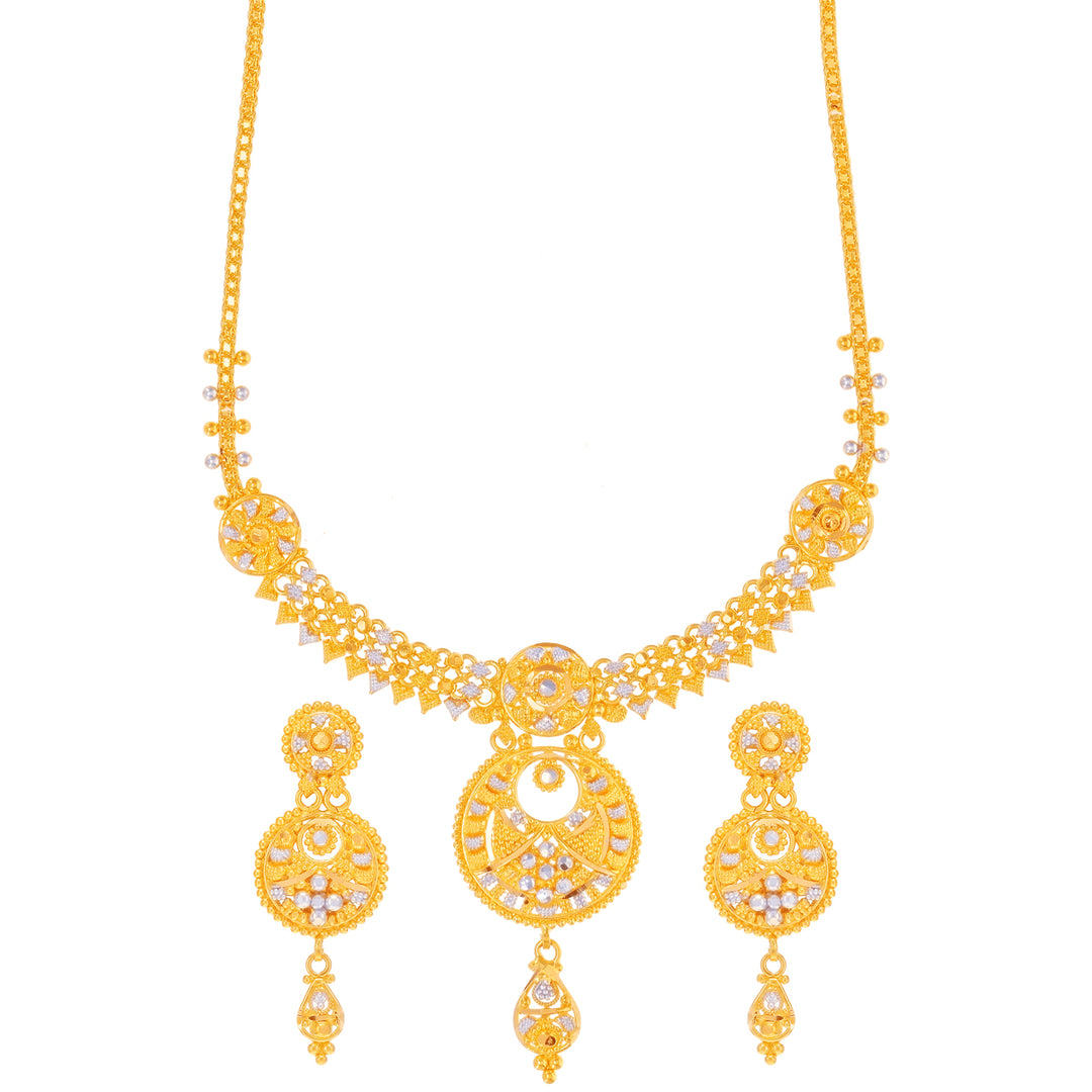 Endearing Two tone Necklace Set in 22K Gold