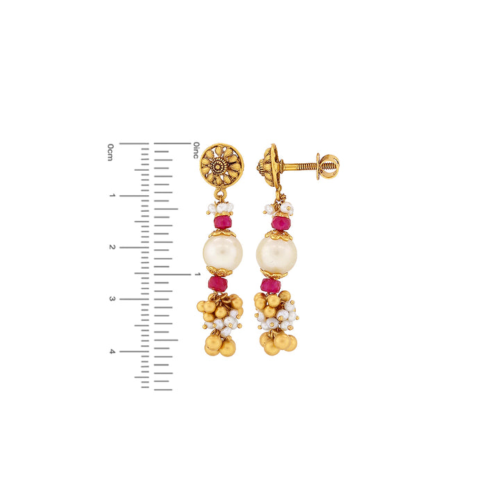 Precious Necklace Set With Gemstones in 22K Gold