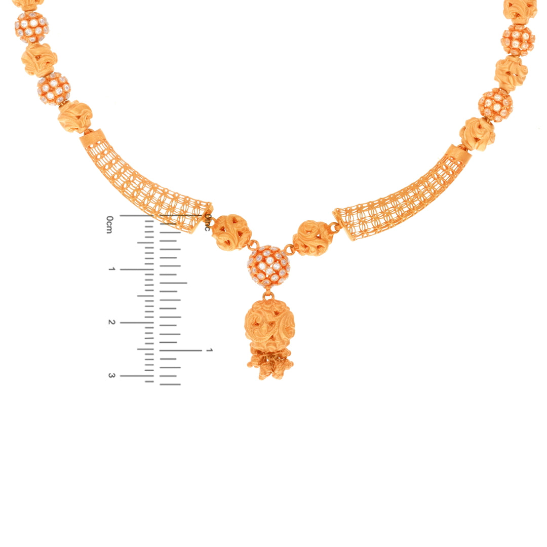 Precious Antique Necklace Set With White Polki in 22K Rose Gold