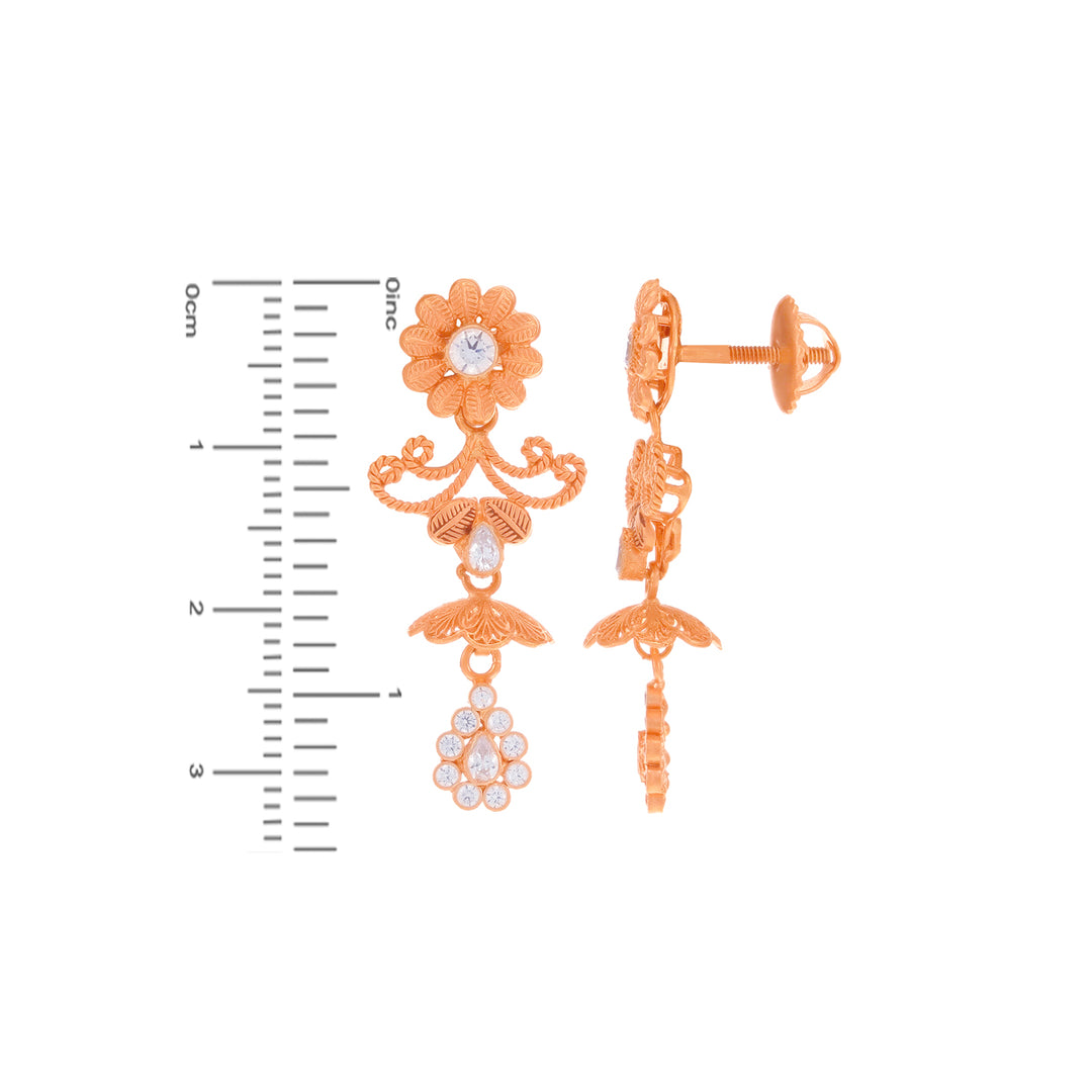 Precious Necklace Set With White Polki in 22K Rose Gold