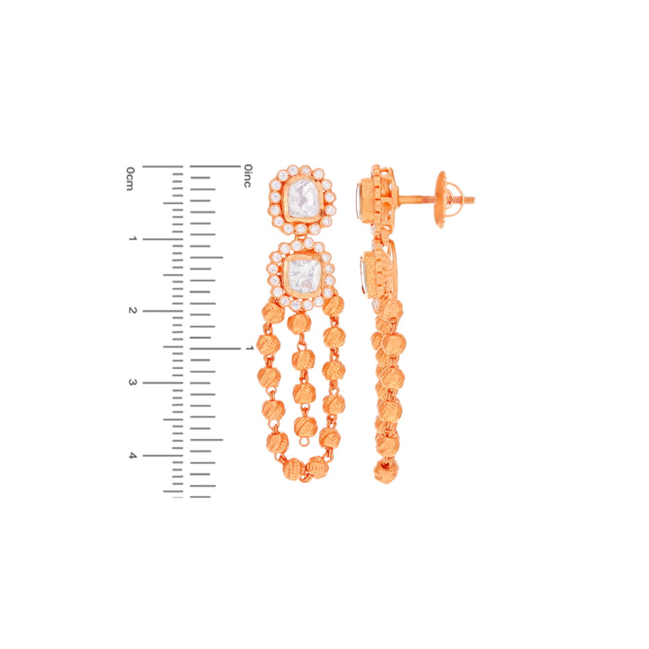 Beautiful Antique Necklace Set with White Polki in 22K Rose Gold