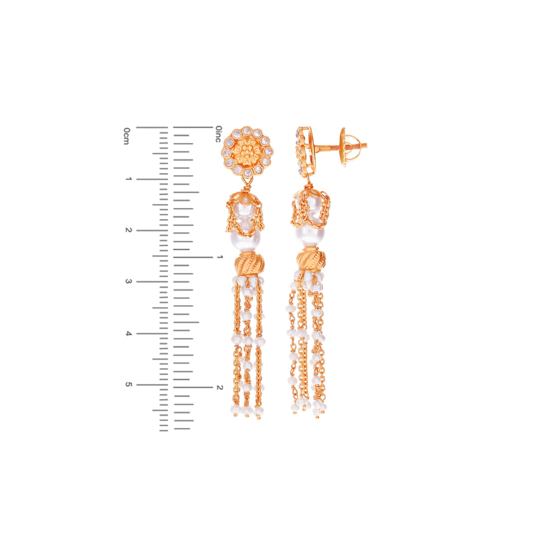 Exquisite Antique Necklace Set with White Polki & Pearl in 22K Rose Gold