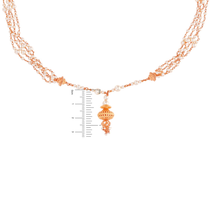 Magnificent Antique Necklace Set with White Polki & Pearl in 22K Rose Gold