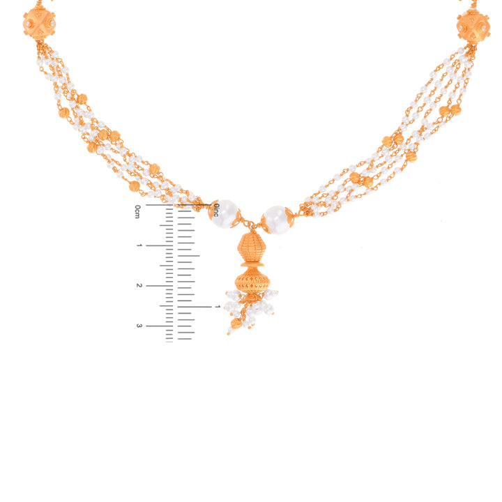 Enchanting Antique Necklace Set With White Polki & Pearl in 22K Rose Gold