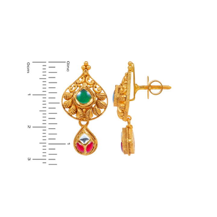 Exquisite Antique Necklace Set With Kundan & Gemstones in 22K Gold