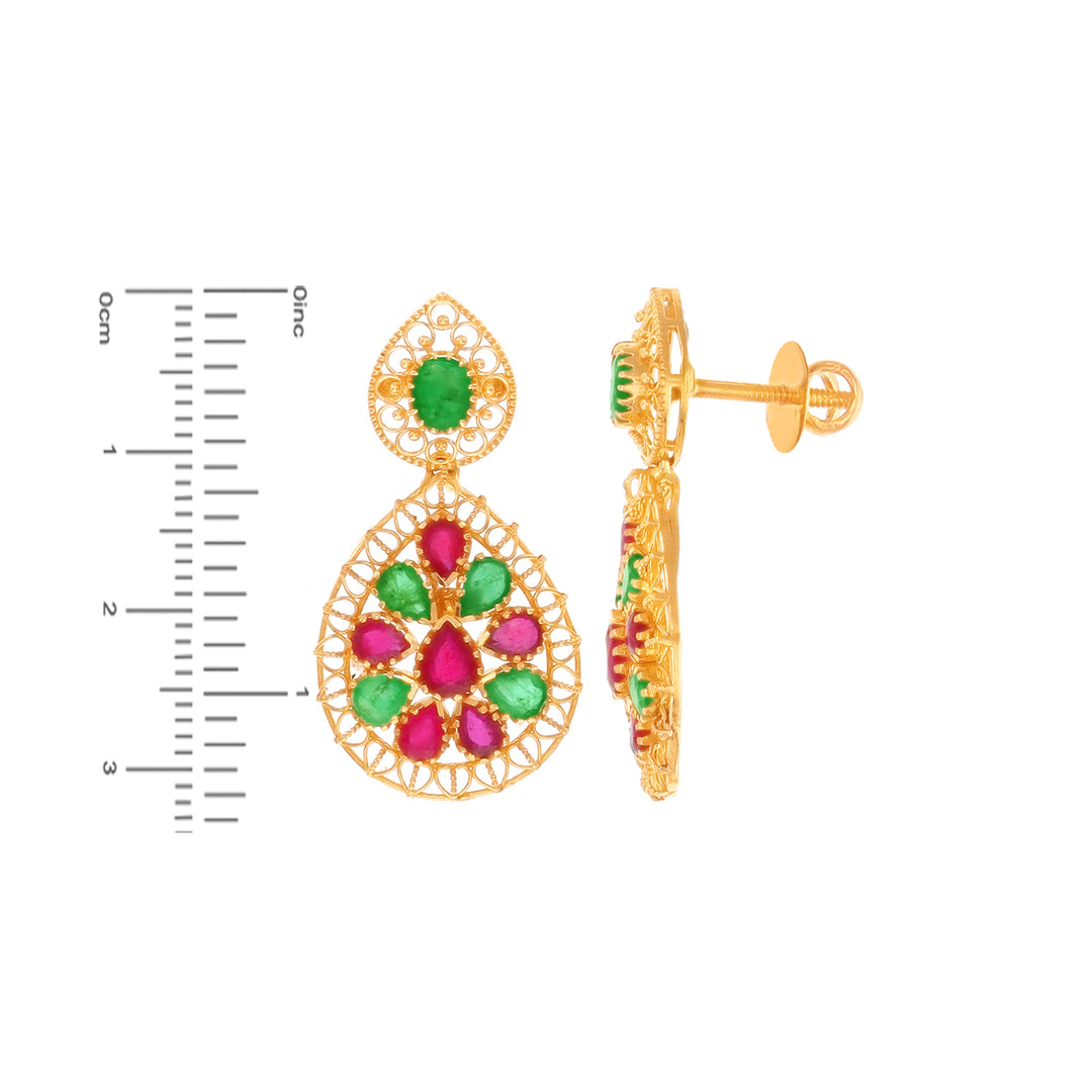 Delightful Antique Necklace Set With Ruby & Emerald in 22K Gold