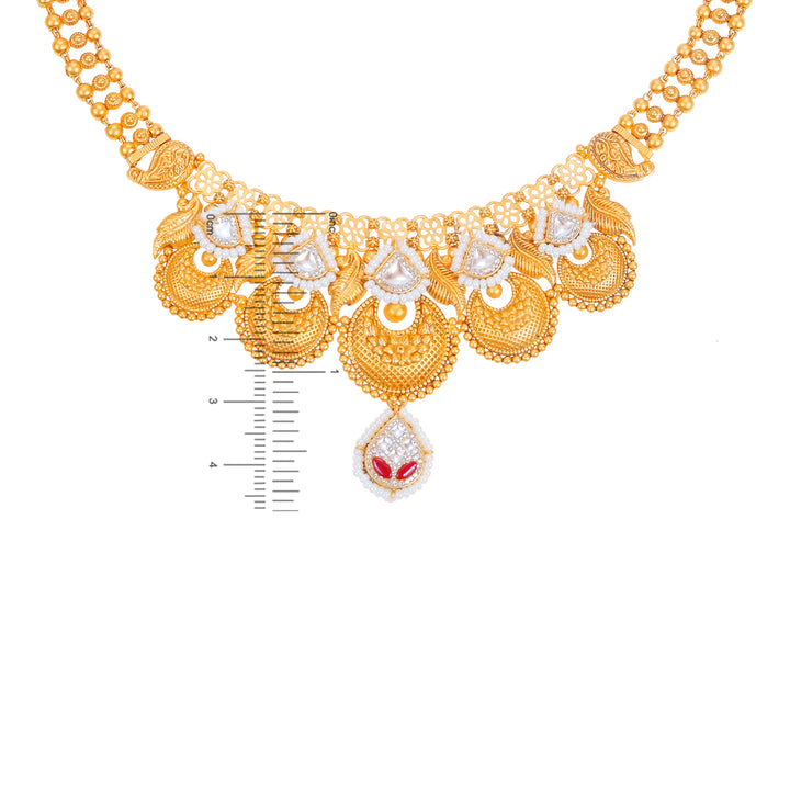 Delightful Antique Necklace Set With Kundan & Gemstones in 22K Gold