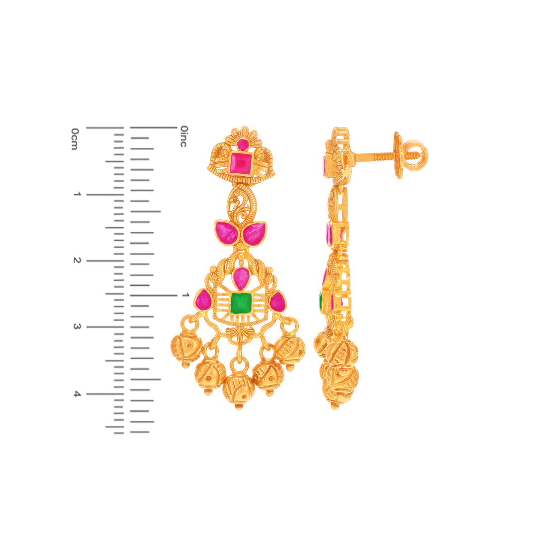 Delightful Antique Necklace Set With Ruby & Emerald in 22K Gold