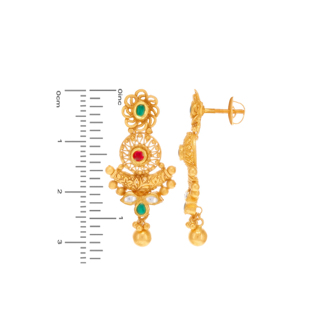 Classic Antique Necklace Set With Kundan & Gemstones in 22K Gold