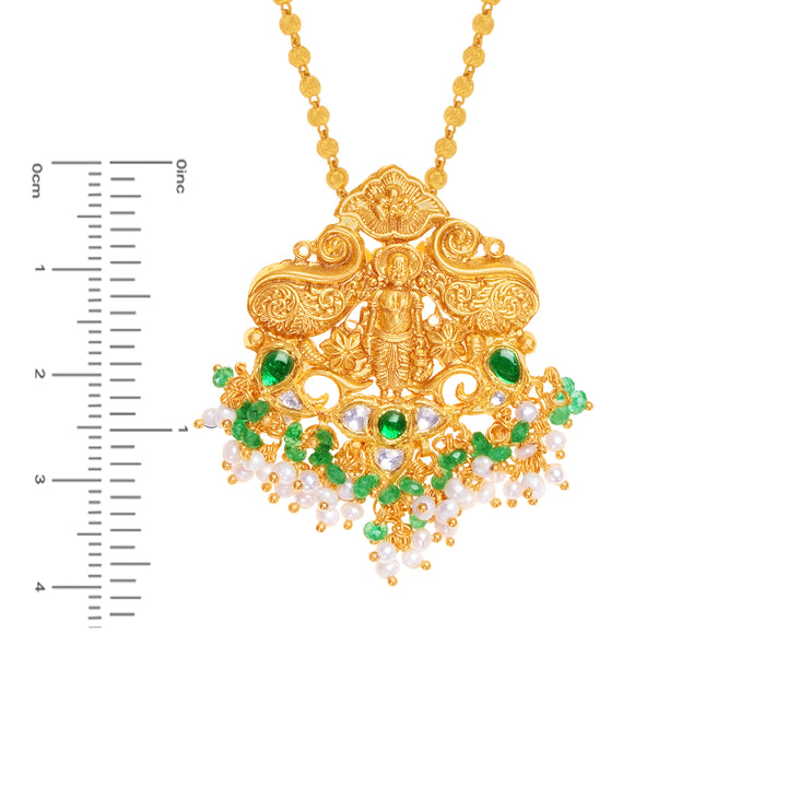Precious Antique Temple Necklace With Kundan & Gemstones in 22K Gold