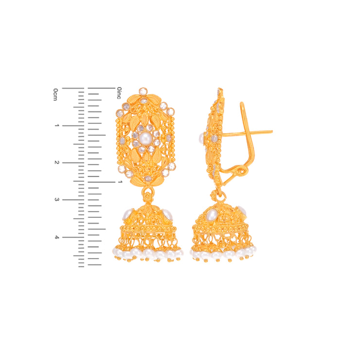 Enchanting Antique Pendant Set With Pearl & CZ In 22K Gold