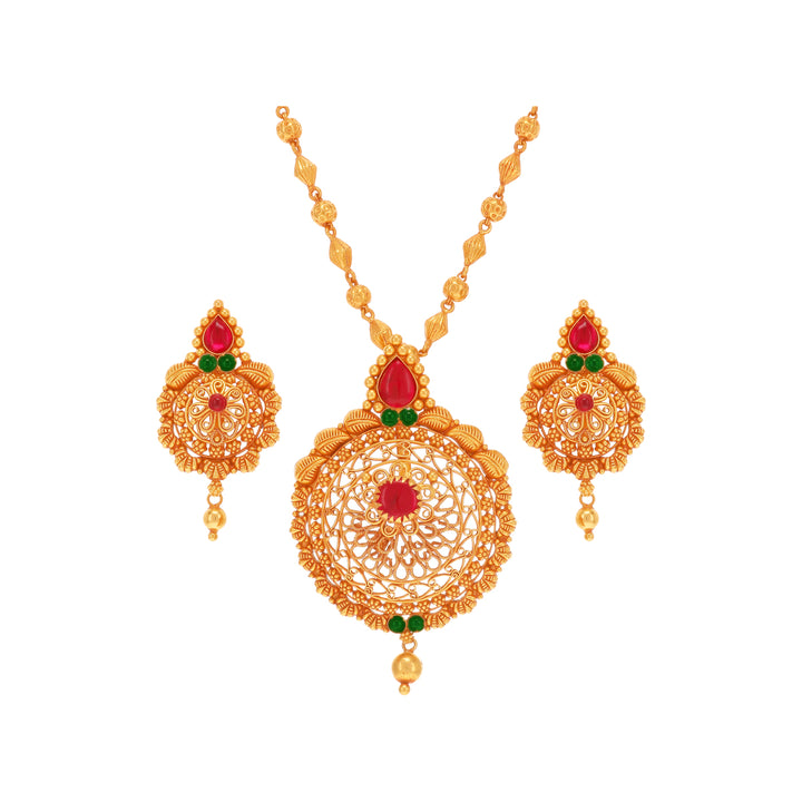 Beautiful Antique Pendant Set With Gemstones in 22K Gold