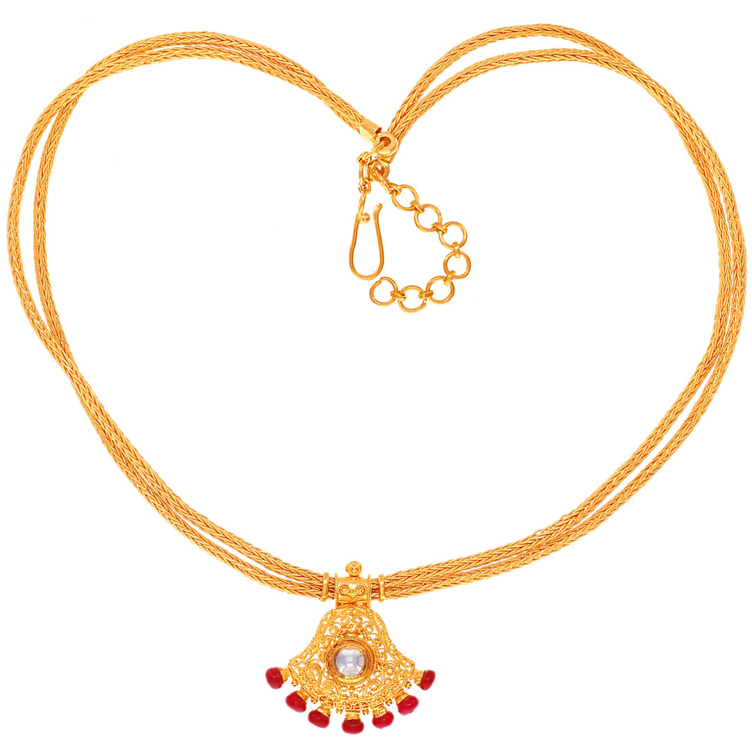 Charming Antique Necklace With Gemstones in 22K Gold