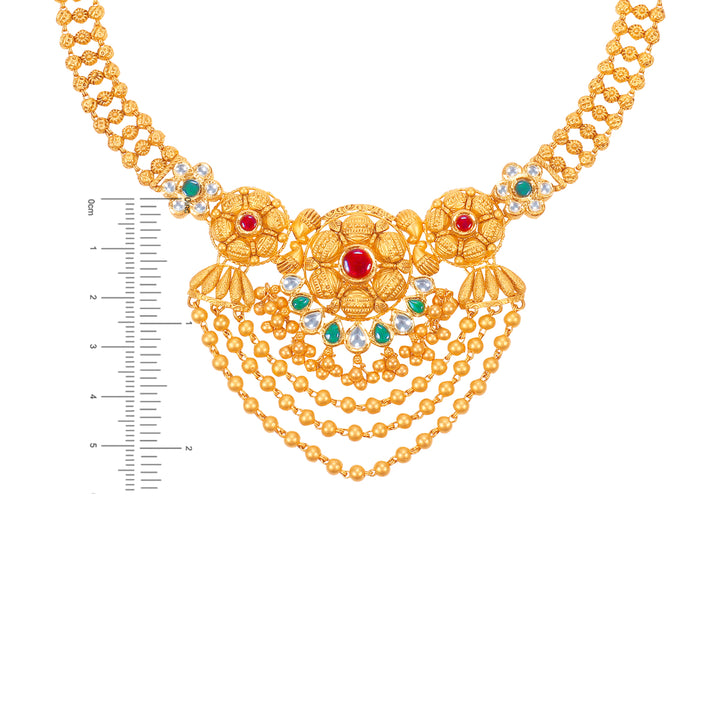 Magnificent Antique Necklace Set With Kundan & Gemstones in 22K Gold