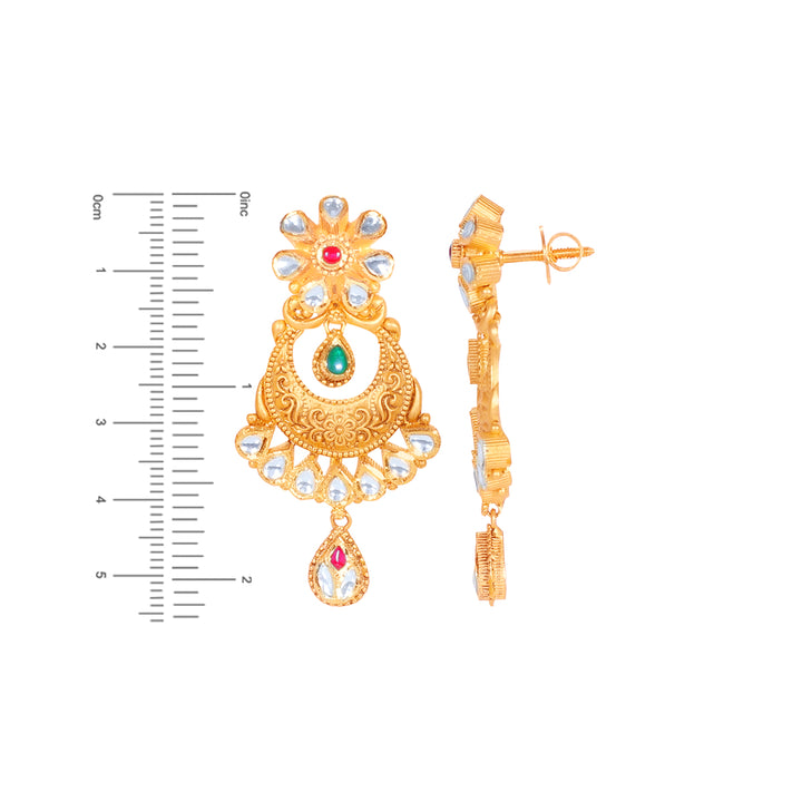 Graceful Antique Necklace Set With Kundan & Gemstones in 22K Gold