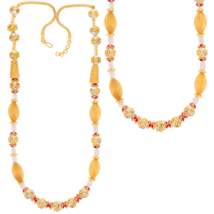 Classic Antique Paata Haaram With Pearl & Ruby in 22K Gold