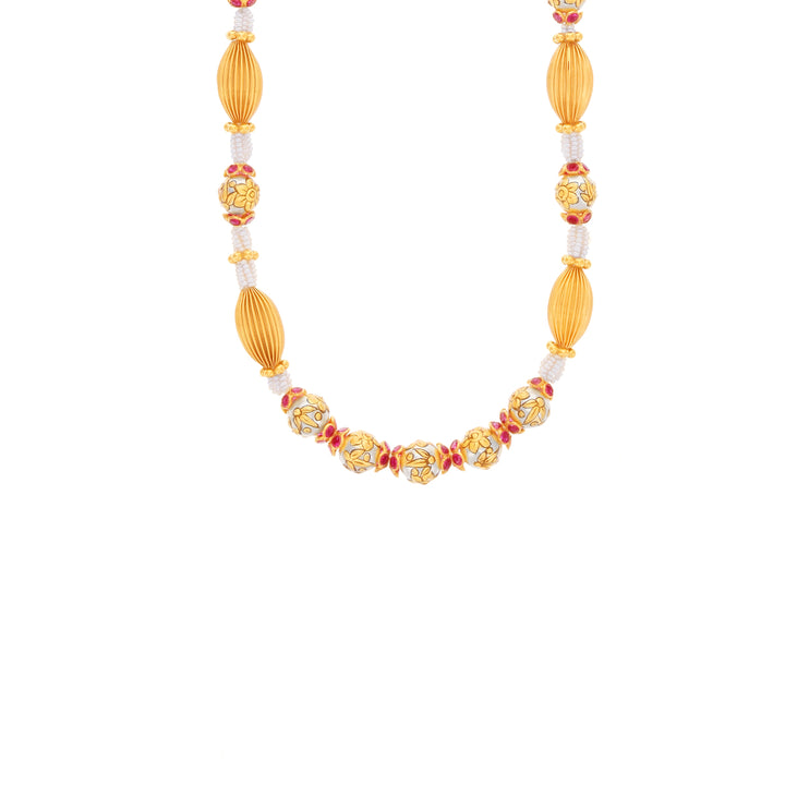 Classic Antique Paata Haaram With Pearl & Ruby in 22K Gold