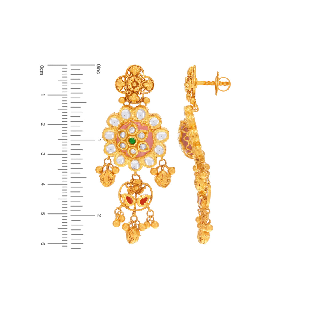 Endearing Antique Necklace Set With Kundan & Gemstones in 22K Gold