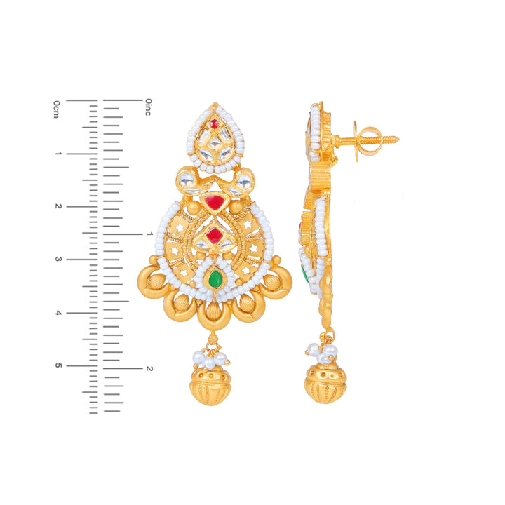 Mesmerizing Antique Necklace Set With Kundan & Gemstones in 22K Gold