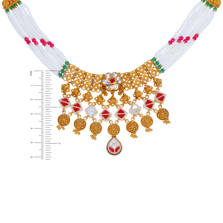 Attractive Antique Choker Set With Kundan & Gemstones in 22K Gold