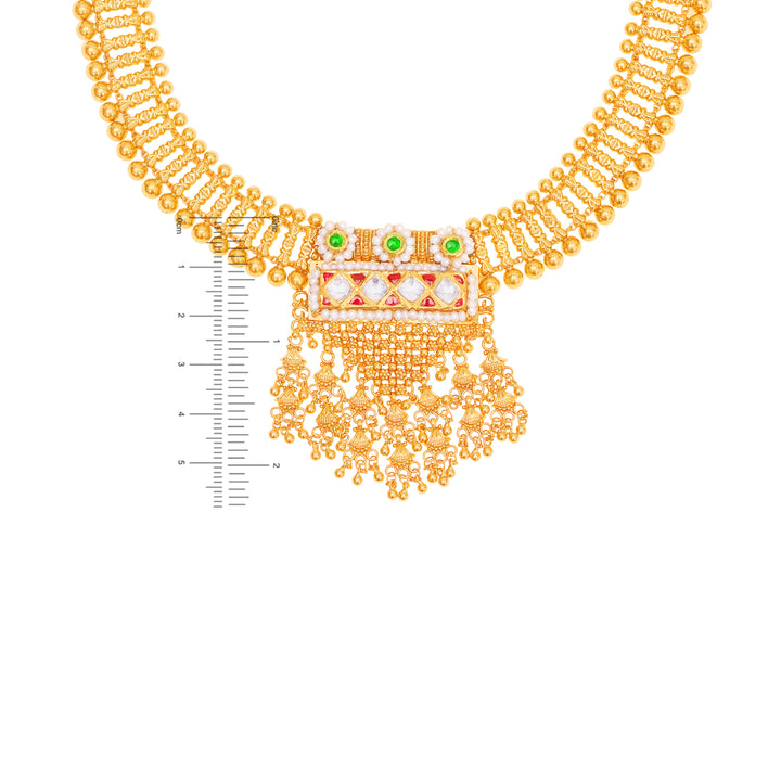 Delightful Antique Necklace Set With Kundan & Gemstones in 22K Gold