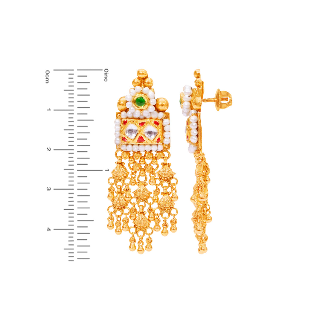 Delightful Antique Necklace Set With Kundan & Gemstones in 22K Gold