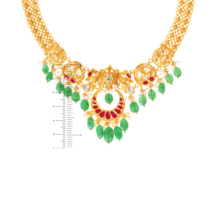 Lovely Antique Necklace Set With Kundan & Gemstones in 22K Gold