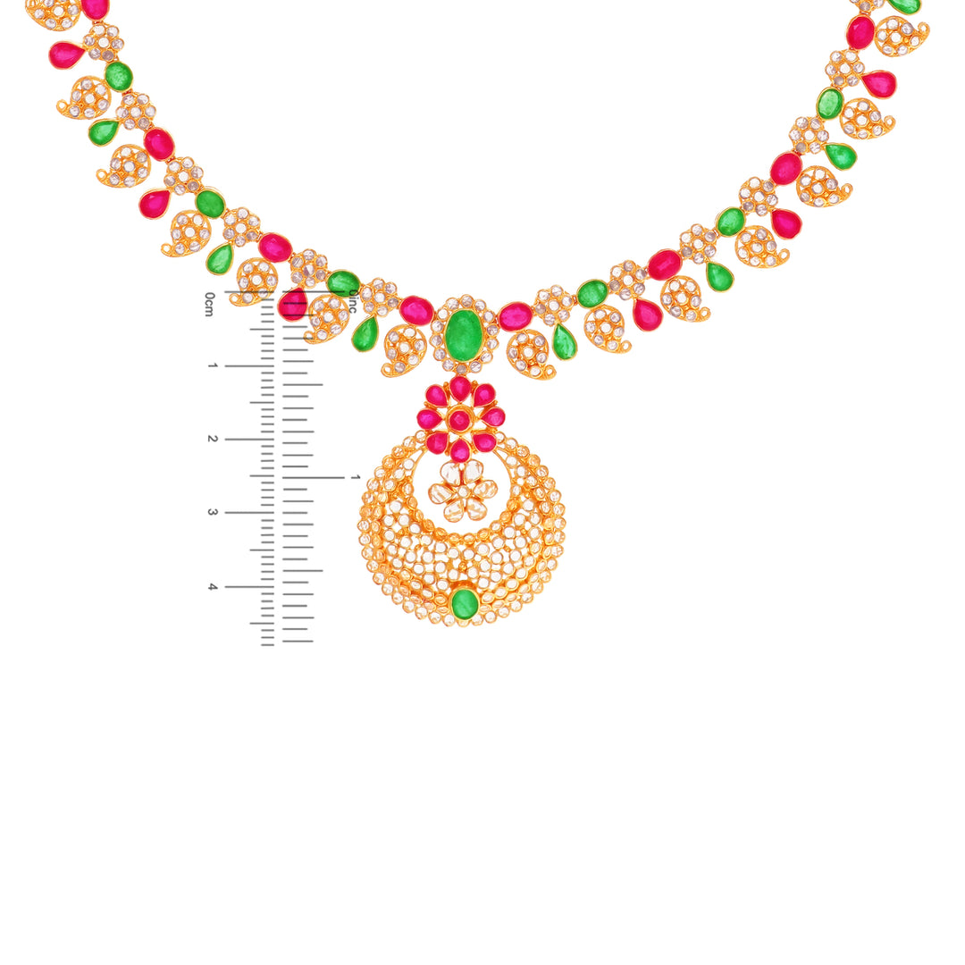 Ravishing Antique Necklace Set With Ruby & Emerald in 22K Gold