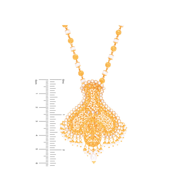 Gorgeous Antique Pendant Set With Pearl & CZ In 22K Gold