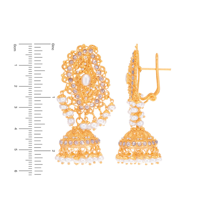 Precious Antique Pendant Set With Pearl & CZ In 22K Gold