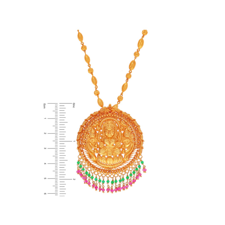 Exquisite Antique Laxmi Pendant Set With Gemstones in 22K Gold