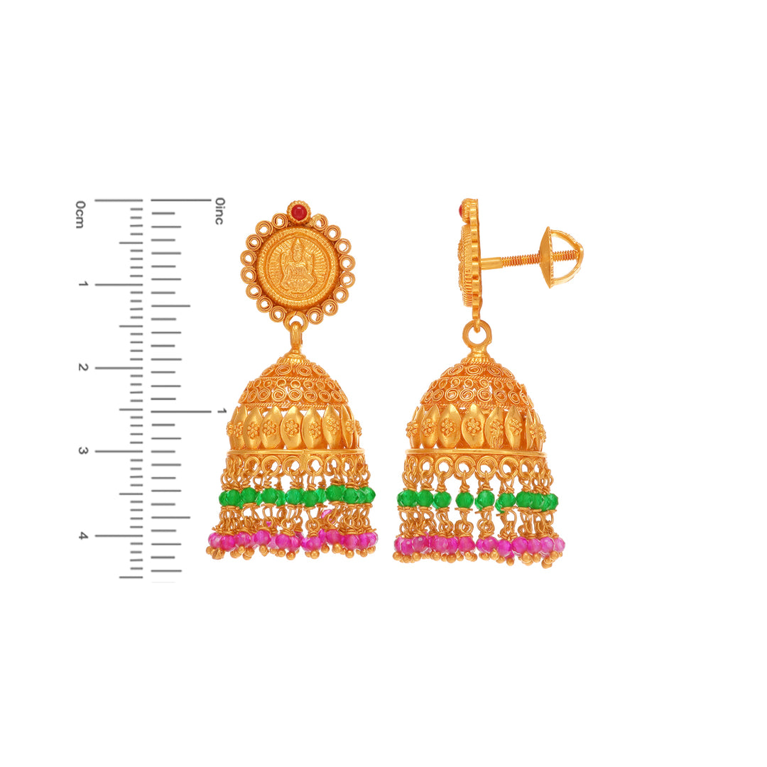 Exquisite Antique Laxmi Pendant Set With Gemstones in 22K Gold