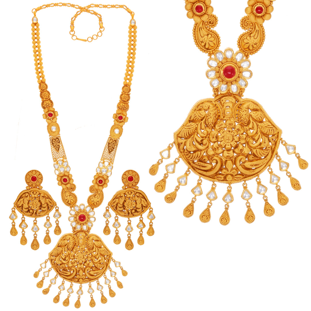 Magnificent Antique Patta Haaram With Kundan & Ruby in 22K Gold