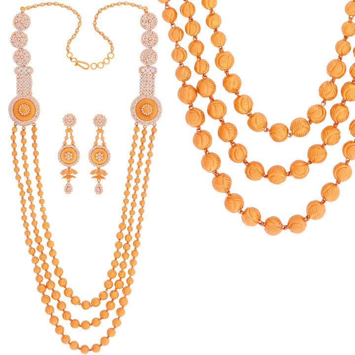 Delightful Antique Patta Haaram with White Polki in 22K Rose Gold