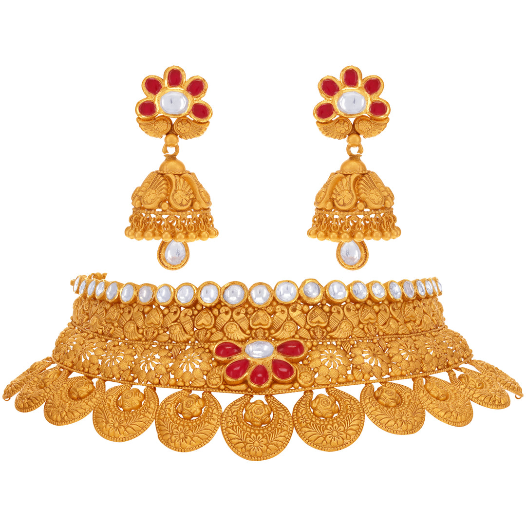 Gorgeous Choker Set With Kundan in 22K Gold