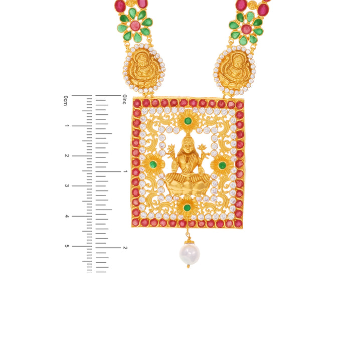 Gorgeous Antique Laxmi Paata Haaram With Gemstones in 22K Gold