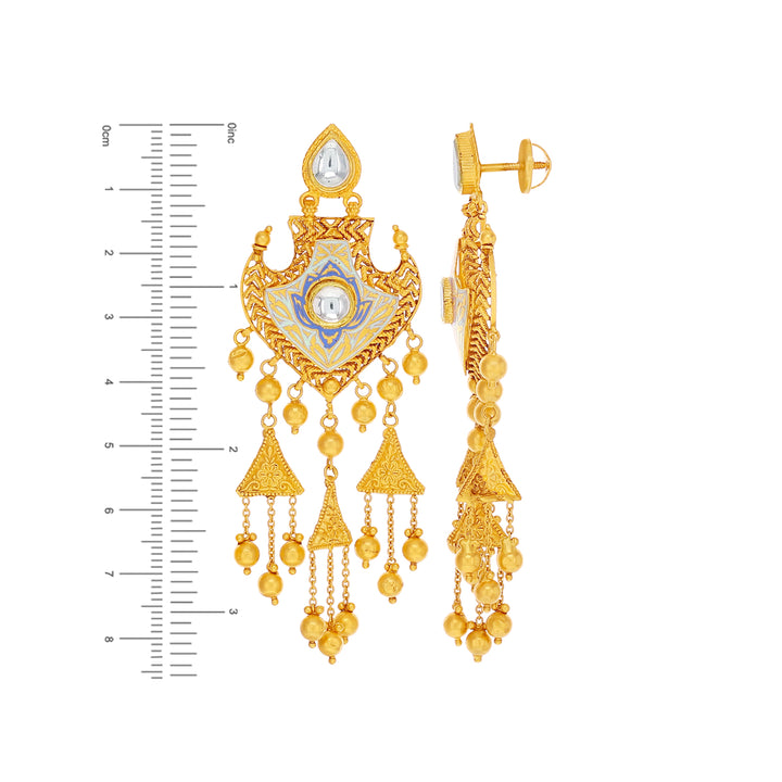 Detailed Antique Minakari Patta Haaram with Kundan in 22K Gold