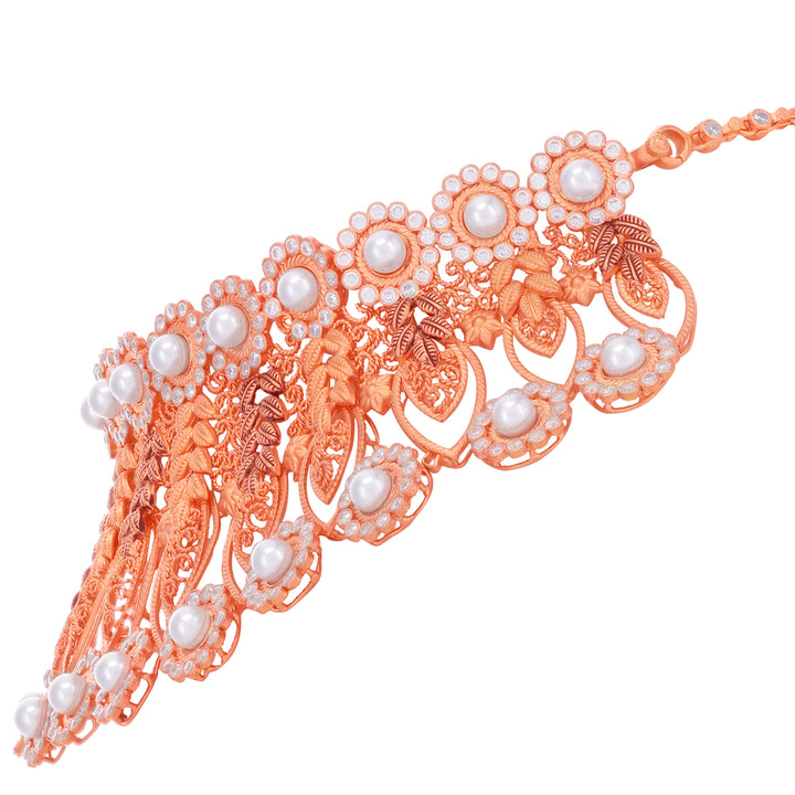 Graceful Antique Choker Set With Gemstones in 22K Rose Gold