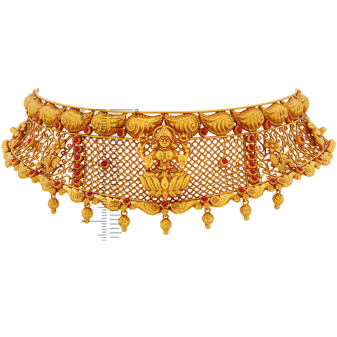 Sophisticated Antique Laxmi Choker Set With Gemstones in 22K Gold