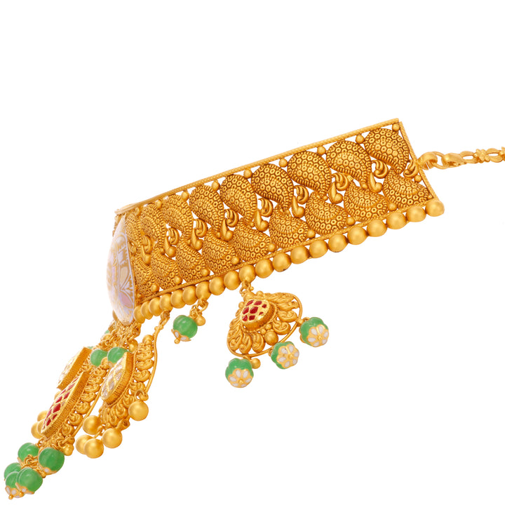 Classic Antique Minakari Choker Set With Kundan & Gemstones in 22K Gold
