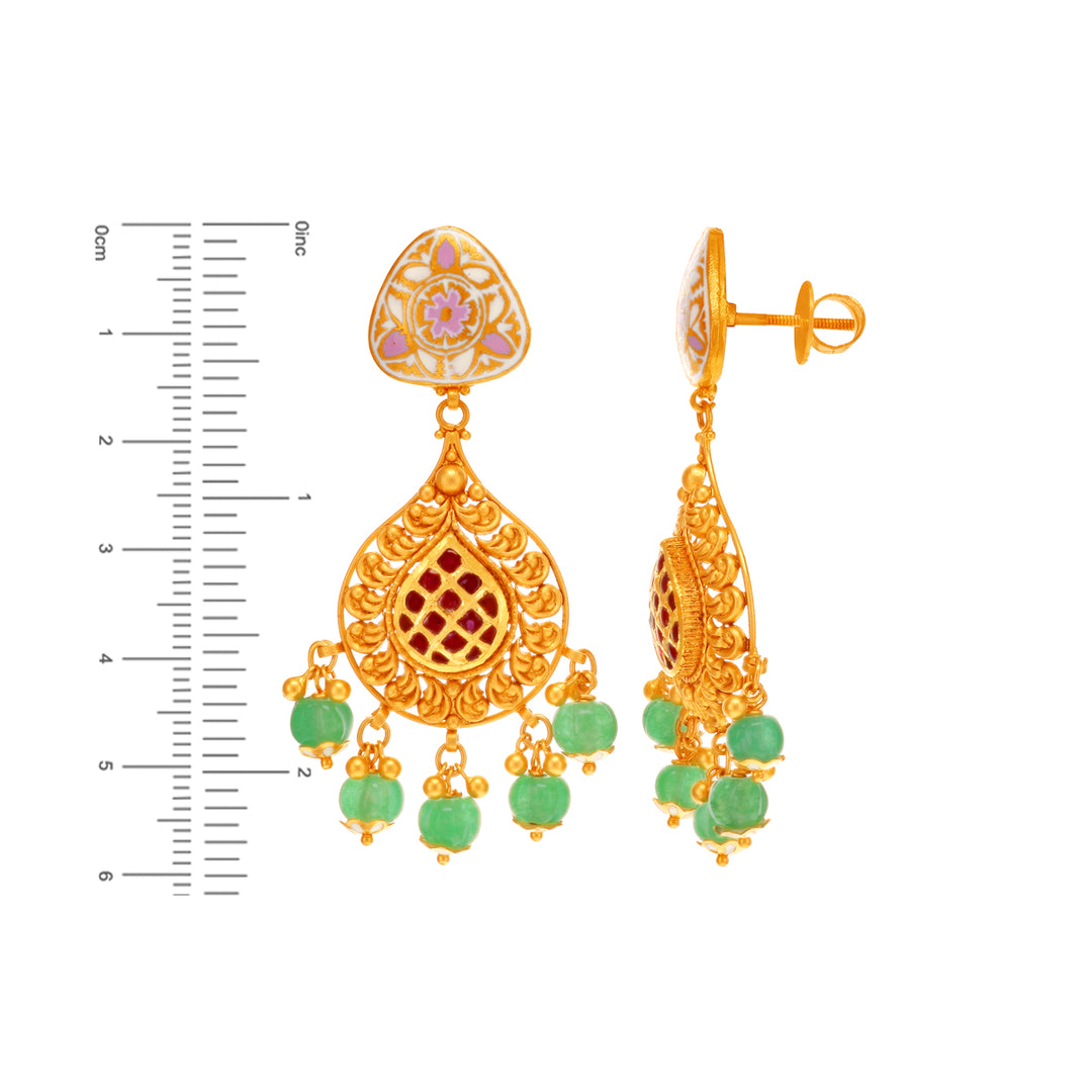 Classic Antique Minakari Choker Set With Kundan & Gemstones in 22K Gold