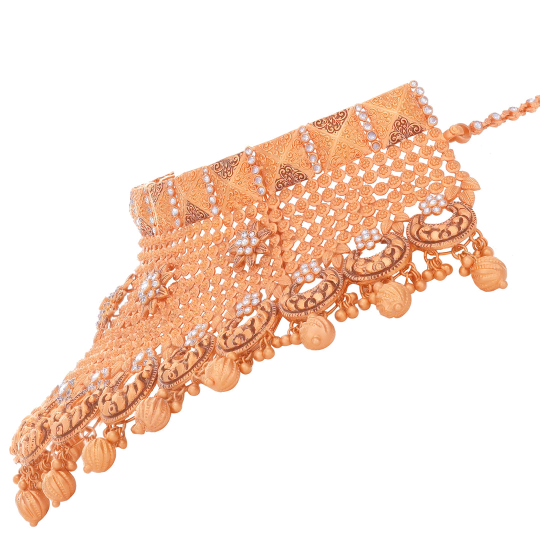 Precious Antique Choker Set With White Polki in 22K Rose Gold