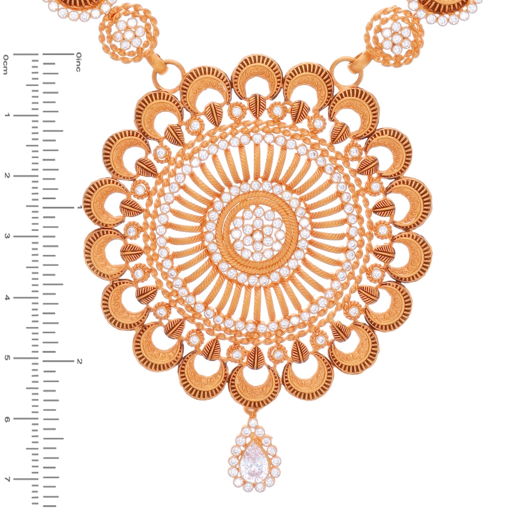 Glamorous Antique Paata Haaram With White Polki & Pearl in 22K Rose Gold