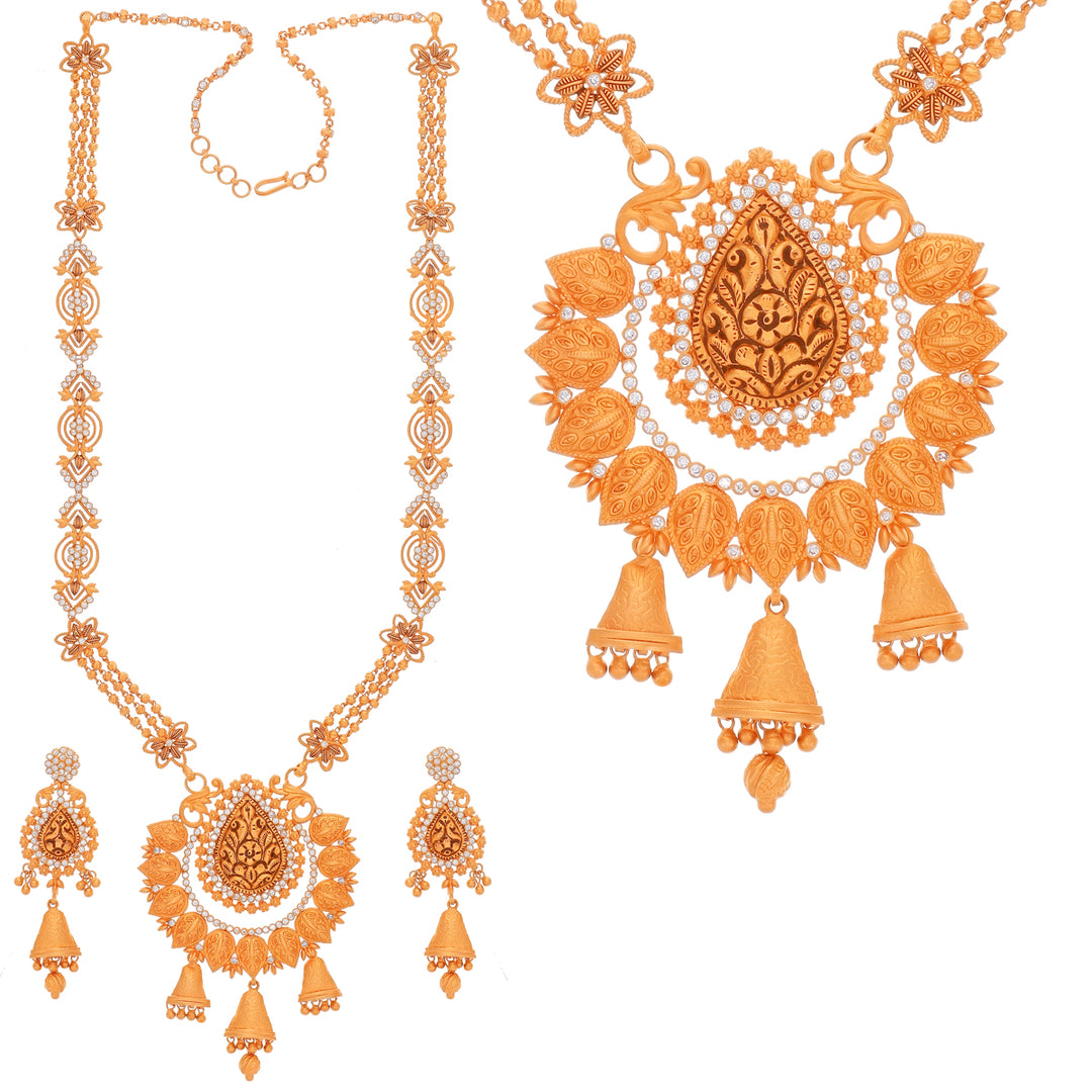 Enchanting Antique Paata Haaram With White Polki in 22K Rose Gold